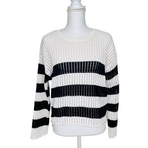 ZARA Black White Wide Stripe Open Stitch Sweater Small